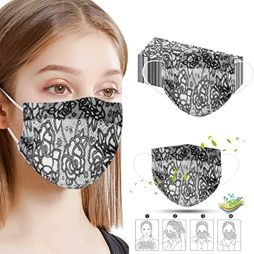 JMETRIE Lace jednokratna maska za lice za odrasle, leptir maske za štampu maska za lice prozračna udobna maska za muškarce žene 50pc