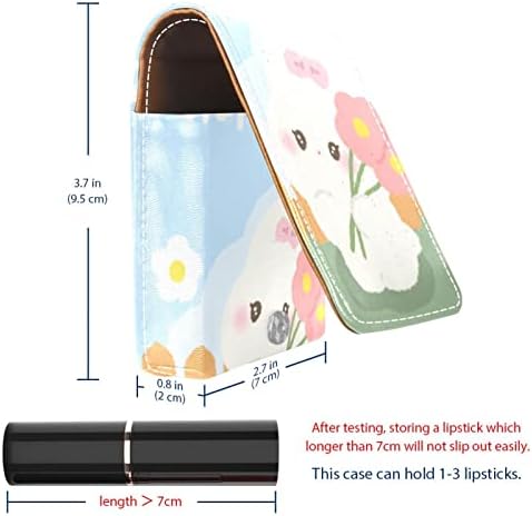 ORYUEKAN Mini torba za šminkanje sa ogledalom, torbica za kvačilo od umjetne ruževe, crtana životinja Rabbit Spring Happy Day