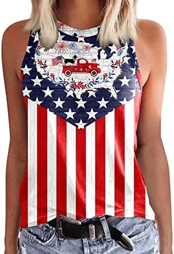 4. jula Torbi za košulje za žene USA zastava Ljetne casual bez rukave majice Stars Striped Patriotsko vježbanje vrhova