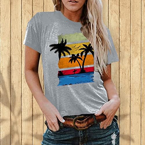 Djevojke Grafički bluze Bluze za vrat brodova kratki rukav na plaži Seksi havajski tropski ljetni pad bluze odjeća sb