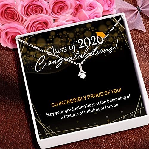 Nakit za poruke, ručno rađena ogrlica - klasa 2020 Čestitamo ogrlica - Nakit za diplomiranje poklon ogrlica za djevojke College, Srednja škola, starija diplomirala BV69B, bijela,