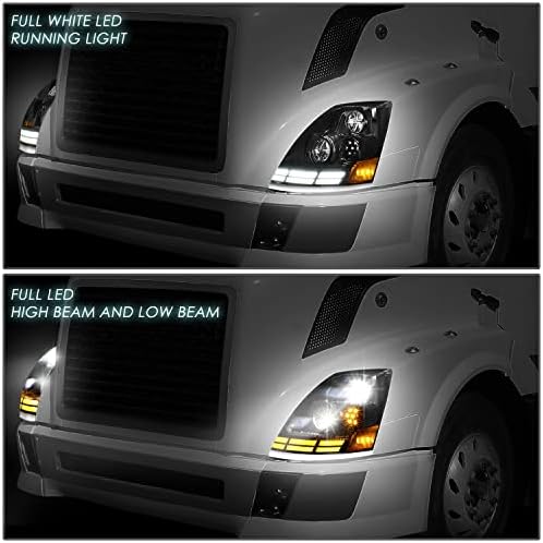 DNK MOTORING HL-HAY-038-BK par reflektorskih visoko / nisko bijelih jantarnih LED preklopnih farova kompatibilnih sa 03-17 Volvo VNL VNM VNX modelom kamiona, crno kućište