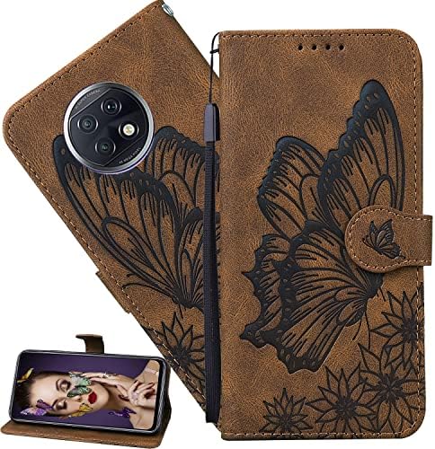 CCSmall za Xiaomi Redmi Note 9t case Butterfly za žene djevojke, Vintage Butterfly PU Koža Magnetic zatvaranje ID kreditna kartica