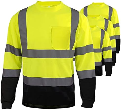 CAMNWAMN Odjeća visoke vidljivosti košulje, Dugi rukav Hi Vis reflektirajuće sigurnosne košulje Građevinska radna odjeća majica