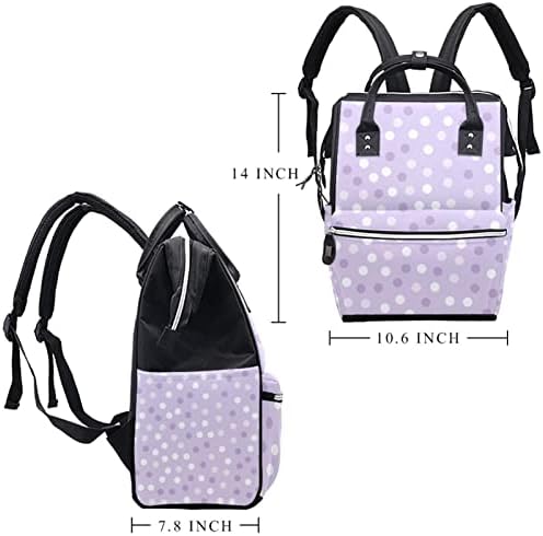 Purple Polka Dots Bager Backpack Baby Nappy Promjena torbe s više funkcija Veliki kapacitet Travel Bag