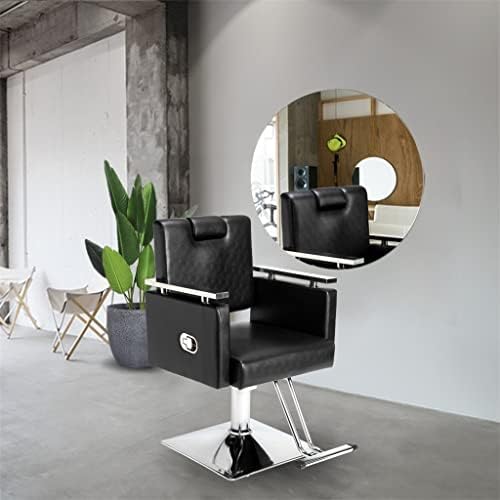 HJHL Barber stolica naslonjena za frizuru četvrtasta baza frizerska stolica stolica za kozmetički Salon Crna