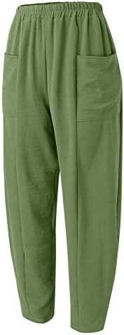 Ženske pamučne pantalone pantalone vrećaste vučne hlače pune boje široke nogalne hlače povremene pantalone za elastičnu struku