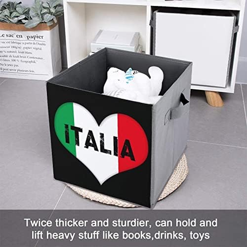 Volim Italiji Srce Sklopive tkanine za skladištenje kutija 11 inča Sklopivi kanti za skladištenje s ručkama