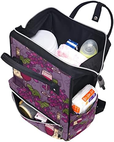 Vinski uzorak grožđe elegantne ljubičaste torbe za pelene ruksak babdene torbe za promjenu torbe Multi funkcija Velika kapaciteta