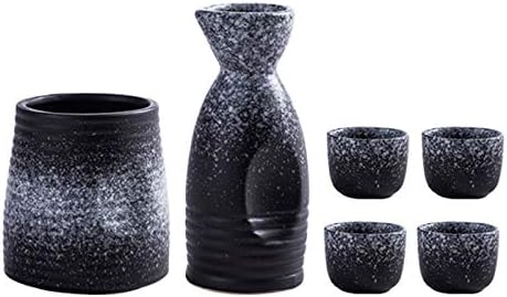 Lhh keramika set sa toplijem, čudnoj teksturi glatkim pušem glazure, 6-komad, uključujući 1 zdjelu za zagrijavanje 1 boca 4 šalice