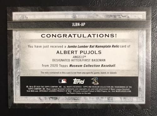 Muzejska kolekcija toplja 2020 Albert Pujols Igra Rabljena Bat Natplate 1/1 - Igra Polovna oprema za stadion MLB