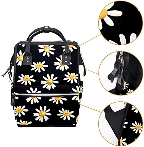Little Daisy Cvijeće crno pozadinske torbe za pelene Ruksak za bebe Nasperne torbe za promjenu multi funkcije Velika kapaciteta Putna