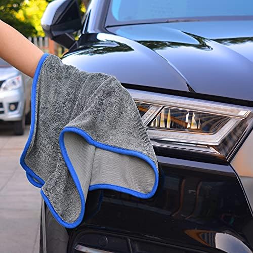 KINHWA Microvladni ručnik za sušenje automobila 16 x 24inch 2 Absorbent autopraonica za pranje automobila Mekane čišćenje maramice za detalje o uređenju i bez grebena idealan za auto kamione brodovi suv-tamno siva