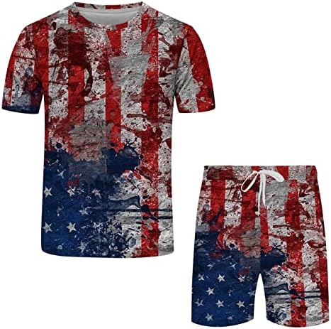 BMISEGM Summer Mens Workout Majice Muška nezavisnost Dan zastava Proljeće Ljeto Slobodno vrijeme Sportski Udobne muške haljine odijelo