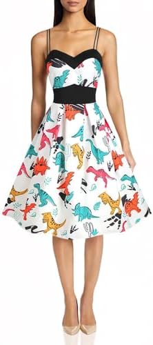 LISTHA Vintage dance Party Swing haljina za žene Dinosaur Empire Waist Mini haljine