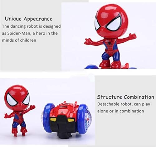 TNOIE ples Spider-Man Robot igračke, obrtanje Robot interaktivni autić sa šarenim lampicama & amp; Muzika, interaktivni edukativni