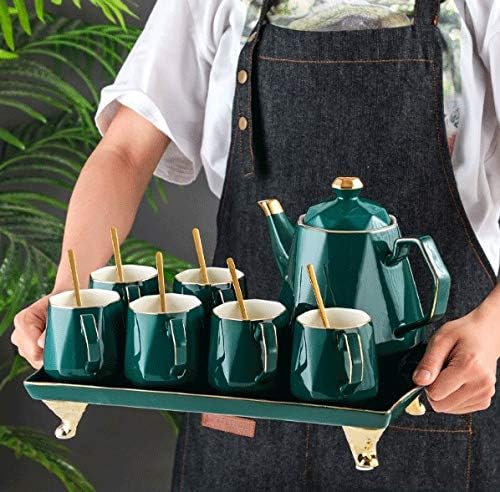 SJYDQ keramički čaj za kafu Nordijski crtež zlatni zeleni kafe Pot šalica mlijeka Jug šećerne posude za pladanj set Početna popodnevni