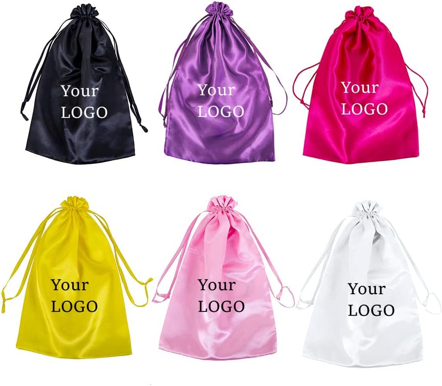 Boyiexin Customize Logo perika torbe za produžavanje kose, 20-50 kom svilene satenske torbe za perike sa vezicama poklon paketi za
