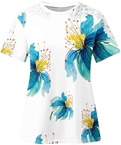 Over Size Tshirts za žene, Casual čipkaste kratke rukave majice elegantne grafičke Tees modne haljine tunike bluze