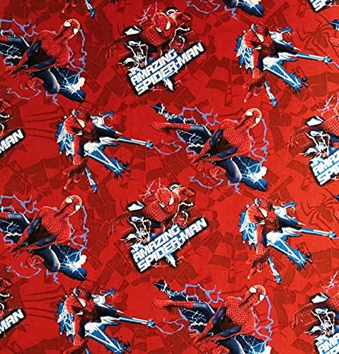 1/2 Yard - nevjerovatan Spiderman u akciji na crvenoj pamučnoj tkanini 1/2 Yard X 44 Wide