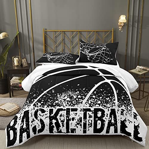 Bodhi crno-bijeli komfor set sportski košarkaški posteljina set kraljice za djecu, dječački krevet, komplet košarka, teen dječaka