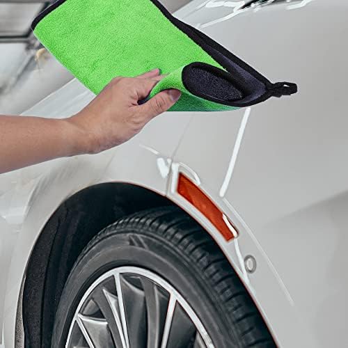 X Autohaux 6pcs ručnik za sušenje automobila 40 x 40cm 600gsm visoko upijajući krma za sušenje automobila čistač prozora Siva zelena