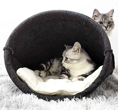 Heykitten mala vunena pećina za mačke i kuća za kućne mačiće, udoban šator za Kitty s toplim jastukom za jastuke za skrovište, ekološki prihvatljivo pranje u mašini
