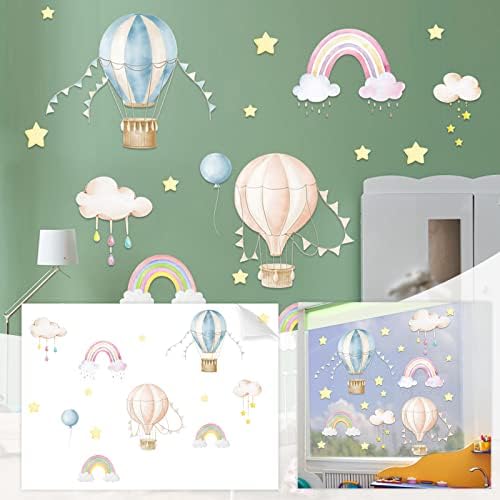 NSQFKALL Light Balloon Rainbow svjetleće naljepnice naljepnice za dječiju sobu matirane dječije oblake PVC zidne naljepnice naljepnice