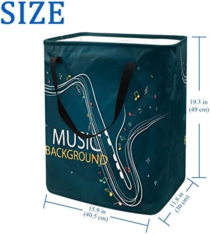 Saksofon Music Note Print sklopiva korpa za veš, 60L vodootporne korpe za veš kanta za veš igračke skladište za spavaonicu u kupatilu