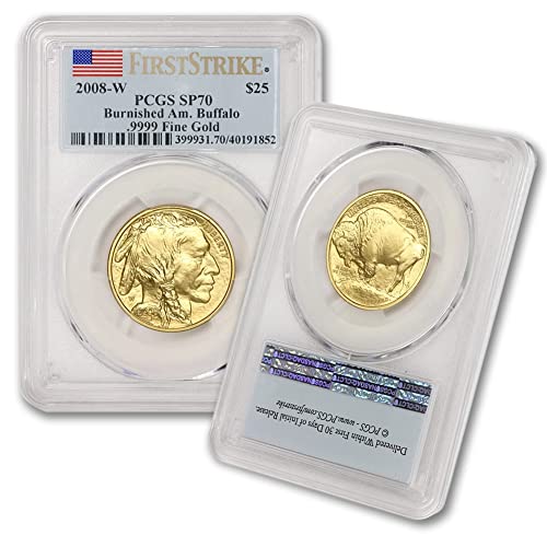 2008 W 1/2 oz Burnici Američki zlatni Buffalo Coin SP-70 24K $ 25 PCGS SP70