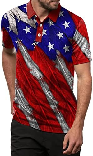 HDDK Muške patriotske polo majice, retro USA zastava etničke indijske teenje ljetne kratkih rukava Ležerne prilike za golf majicu