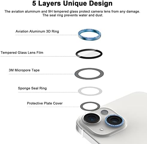 McgojoHi [Glitter Blue] [2 kompleta] za iPhone 13 Pro / iPhone 13 Pro Max zaštitnik sočiva kamere, zaštitni ekran poklopca kamere