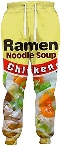 3D Ramen Pileći noodle supa od goveđeg pant za hranu Smiješne pantalone muškarci žene pamučne novitetne hlače