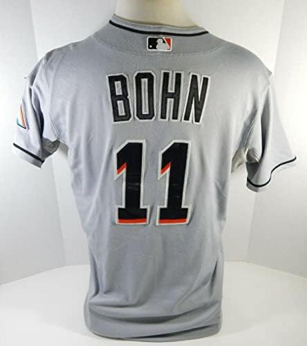 Miami Marlins Justin Bohn 11 Igra Polovna siva Jersey DP13722 - Igra Polovni MLB dresovi