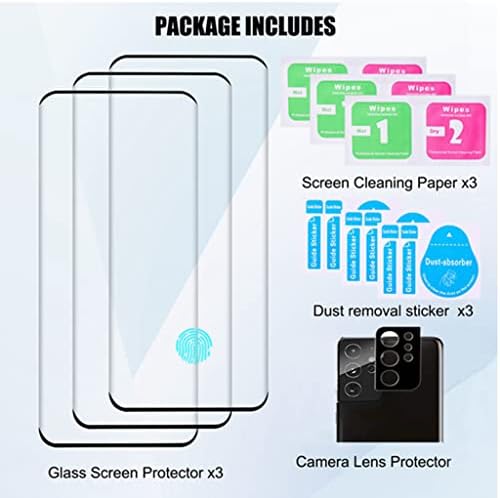 OttarScreen Galaxy S21 Ultra Zaštita ekrana, sa 1 pakovanjem kaljeno staklo Kamera zaštita sočiva【3+1 Paket】 kompatibilni otisak prsta,
