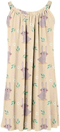 Cggmvcg Uskršnja haljina za žene ljeto bez rukava Bunny Egg Print Tank Mini haljina Strappy Casual modne ženske haljine Ljeto