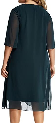 Žene 2023 Lady Elegant pletenje čipke Cape haljina plus veličine tiskanje Oneck poluvremene haljine za starije žene