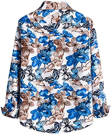 Dugme za dugu dugih rukava XXBR-a na havajske košulje sa spuštenim havajskom majicom leptir cvjetni vintage casual plaža 2021 jesen