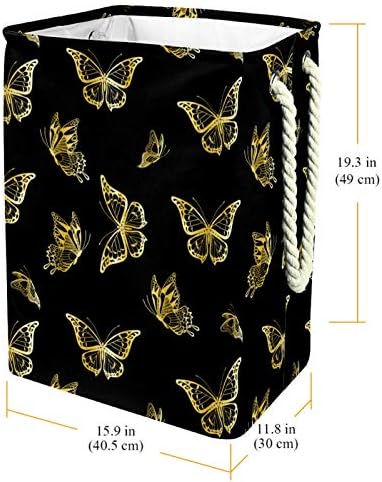 NDKMEHFOJ zlatne leptire korpe za veš vodootporne prljave odeće Sorter sklopiva meka ručka šarena za kućne odvojive nosače