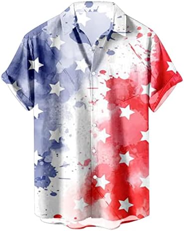 BMISEGM Summer Gym majice Muškarci Muška američka zastava Patriotske majice za muškarce 4 od jula Muški gumb s kratkim rukavima dolje
