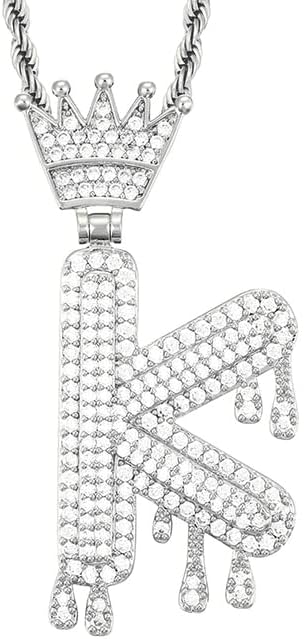 BULA THI Hip Hop Crown Letter ogrlice privjesak za muškarce ženski nakit bakar kubni cirkonij privjesak Modni šarm-posrebreni-30inch