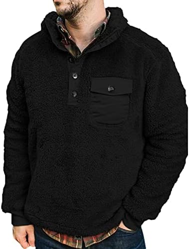 XZHDD pulover džemper za muške, prednji taster za placket rever ovratnik lepršavi duks Boho plairani topli džemper vrhovi