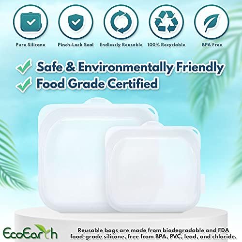 Ecoearth kese za višekratnu upotrebu hrane, silikonske posude za hranu, Set od 5 bijelog Pastrnjaka, siguran za zamrzivač, siguran