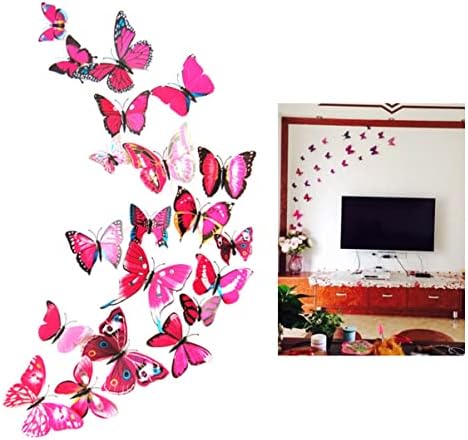 Kisangel 24pcs leptiri leptir D Decal Backyard naljepnica DIY zidni vrtni ukrasi ljepilo Život PVC Dječje dekorativne ružičaste naljepnice