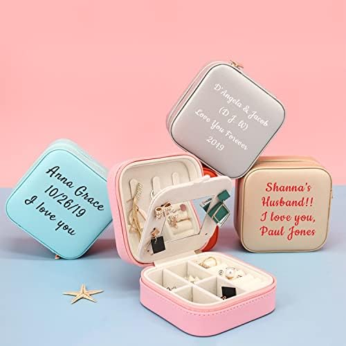 Aipnis Personalise kutija za nakit,male kutije za nakit po meri za žene, prenosiva putna Mini kutija za nakit sa ogledalom, ženski