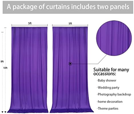 Mohoeey 10 ft x 10 ft ljubičaste zavjese za zavjese, zavjese za pozadinu od poliestera bez bora, potrepštine za uređenje doma za svadbene