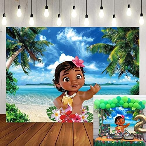 Ljetna pozadina Moana plaža okean tropska kokosova palma plavo nebo morski pijesak fotografija pozadina Baby Moana dekoracija za ljetne