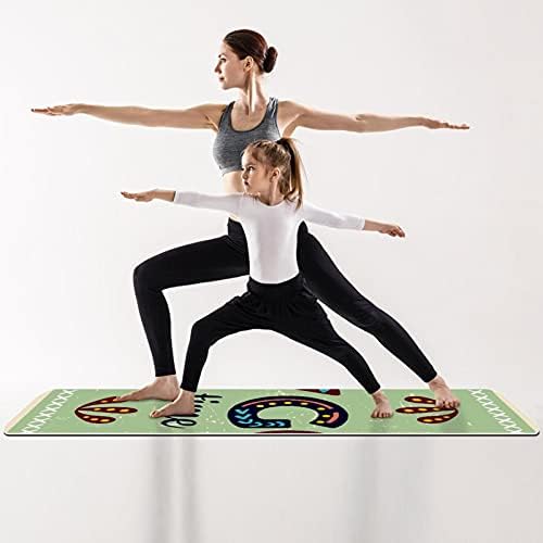 Debela neklizajuća Vježba & amp; fitnes 1/4 prostirka za jogu sa Hygge Time zelenim printom za Yoga Pilates & amp; Vježba fitnesa