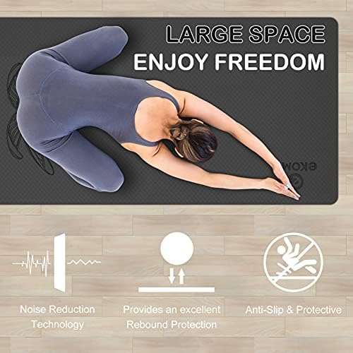 Ekomx prostirka za jogu sa vrhunskom trakom za nošenje, neklizajuća, ne-toixc, velika TPE podloga za vježbanje za žene & amp; muškarci,