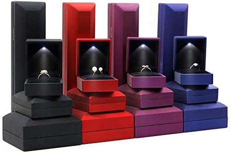 Hahawaii kutija za odlaganje nakita, LED svjetlosni prsten držač narukvice Narukvica kutija za odlaganje nakita Organizator kontejnera-crna